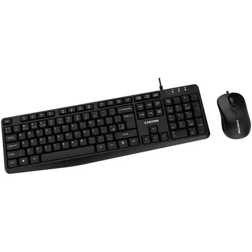 CANYON tastatură USB standard, rezistentă la apă, layout BG, set cu mouse optic 3D cu fir 1000DPI negru - 2