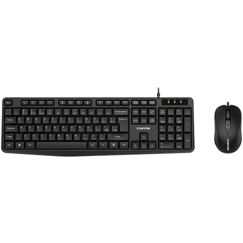 CANYON USB standard KB, water resistant BG layout bundle with optical 3D wired mice 1000DPI black