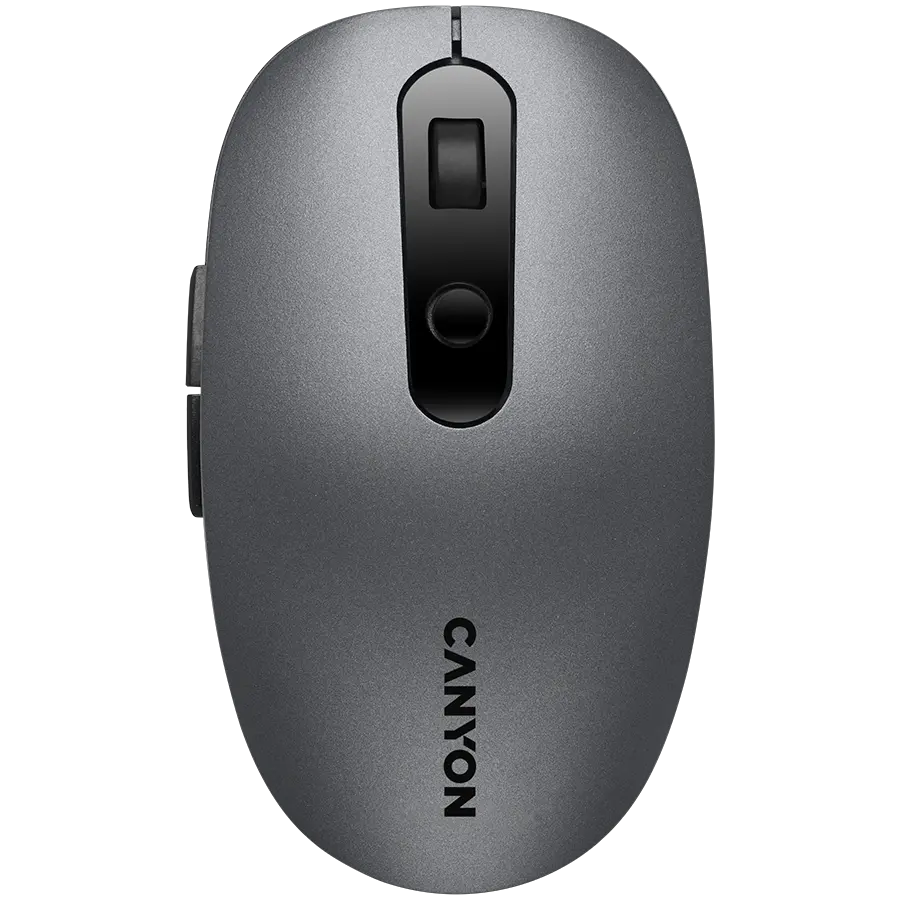 CANYON MW-9, mouse optic wireless 2 în 1 cu 6 butoane, DPI 800/1000/1200/1500, 2 moduri (BT/ 2.4GHz), baterie AA*1buc, gri, 65.4*112.25*32.3mm