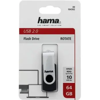 USB памет HAMA Rotate, 64GB, 10 MB/s, Черен - image 4