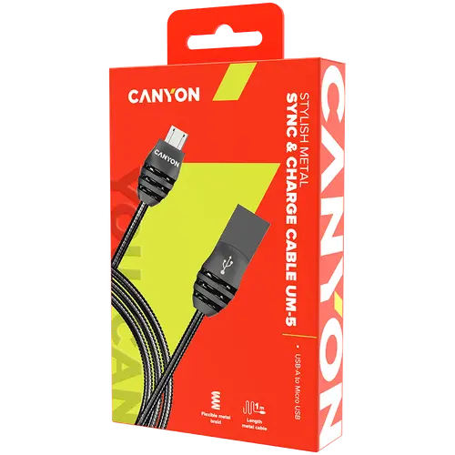 CANYON cable UM-5 MicroUSB 10W 1m Dark Grey - image 1