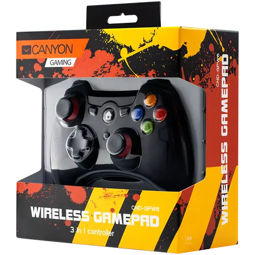 CANYON GP-W6, 2.4G Wireless Controller with Dual Motor, Rubber coating, 2PCS AA Alkaline battery ,support PC X-input mode/D-input mode, PS3, Android/nano size dongle,black - image 3
