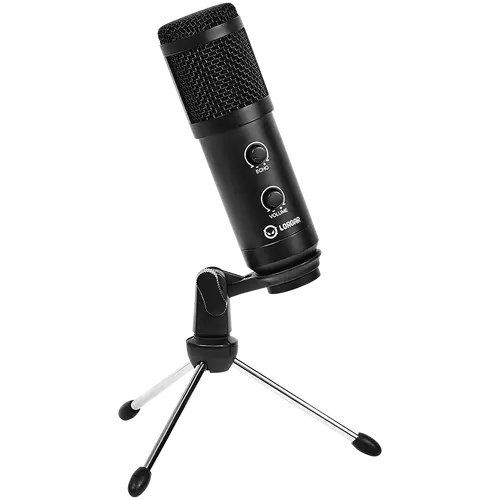 LORGAR Soner 313, Gaming Microphones, Black, USB condenser microphone with Volume Knob & Echo Kob, including 1x Microphone, 1 x 2.5M USB Cable, 1 x Tripod Stand, 1 x User Manual, body size: Φ47.4*158.2*48.1mm, weight: 243.0g