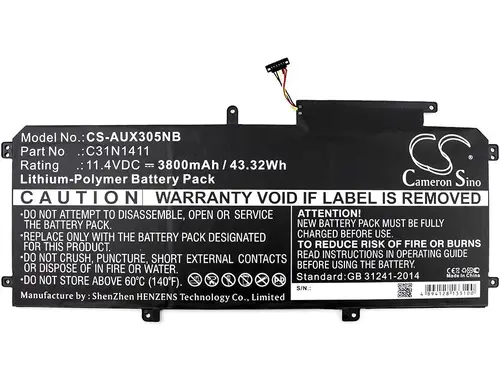 Baterie laptop C31N1411, Asus ZenBook UX305C, UX305CA, UX305F, UX305FA, 11.4V, 3800 mAh CAMERON SINO - 1