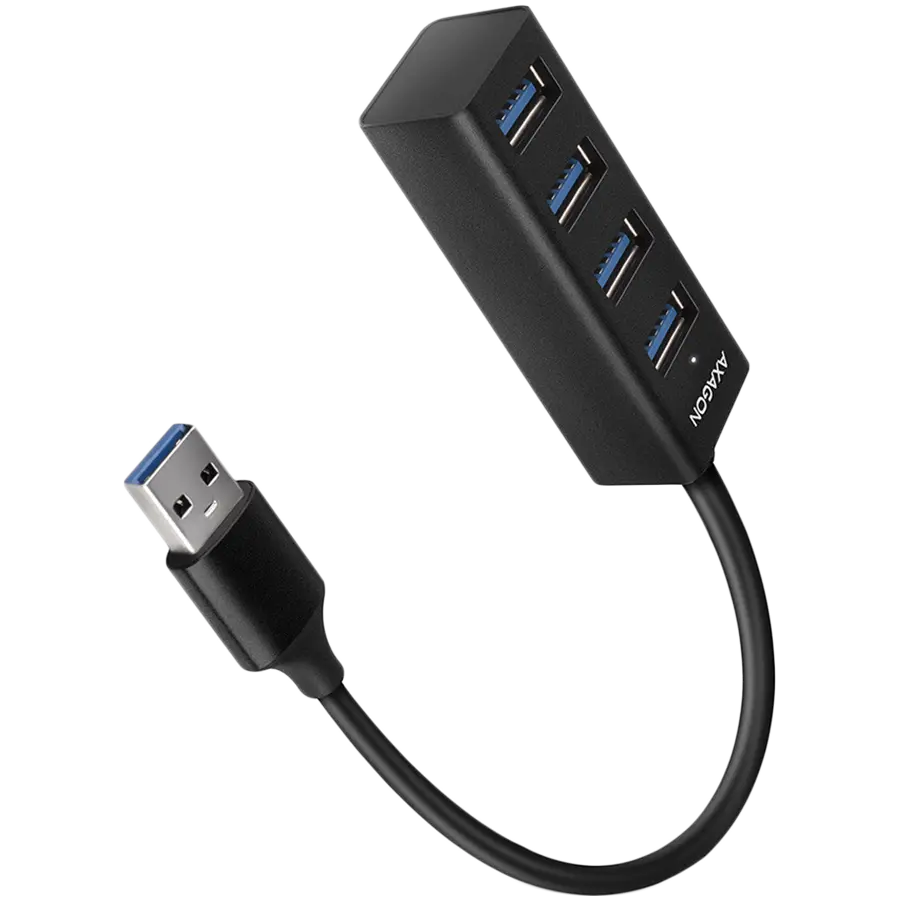 AXAGON HUE-M1AL USB hub 4x USB 3.2 Gen 1 MINI, μεταλλικό, καλώδιο USB-A 1.2m