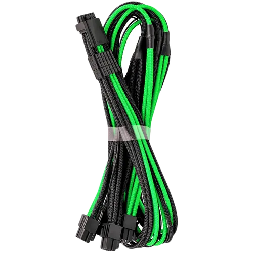 CableMod E-Series Pro ModMesh Sleeved 12VHPWR PCI-e Cable for Super Flower Leadex Platinum / Platinum SE / Titanium / V Gold Pro / V Platinum Pro, EVGA G7 / G6 / G5 / G3 / G2 / P2 / T2 (Black + Light Green, Nvidia 4000 series, 16-pin to Quad 8-pin, 60cm) - image 1