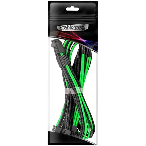 CableMod E-Series Pro ModMesh Sleeved 12VHPWR PCI-e Cable for Super Flower Leadex Platinum / Platinum SE / Titanium / V Gold Pro / V Platinum Pro, EVGA G7 / G6 / G5 / G3 / G2 / P2 / T2 (Black + Light Green, Nvidia 4000 series, 16-pin to Quad 8-pin, 60cm)