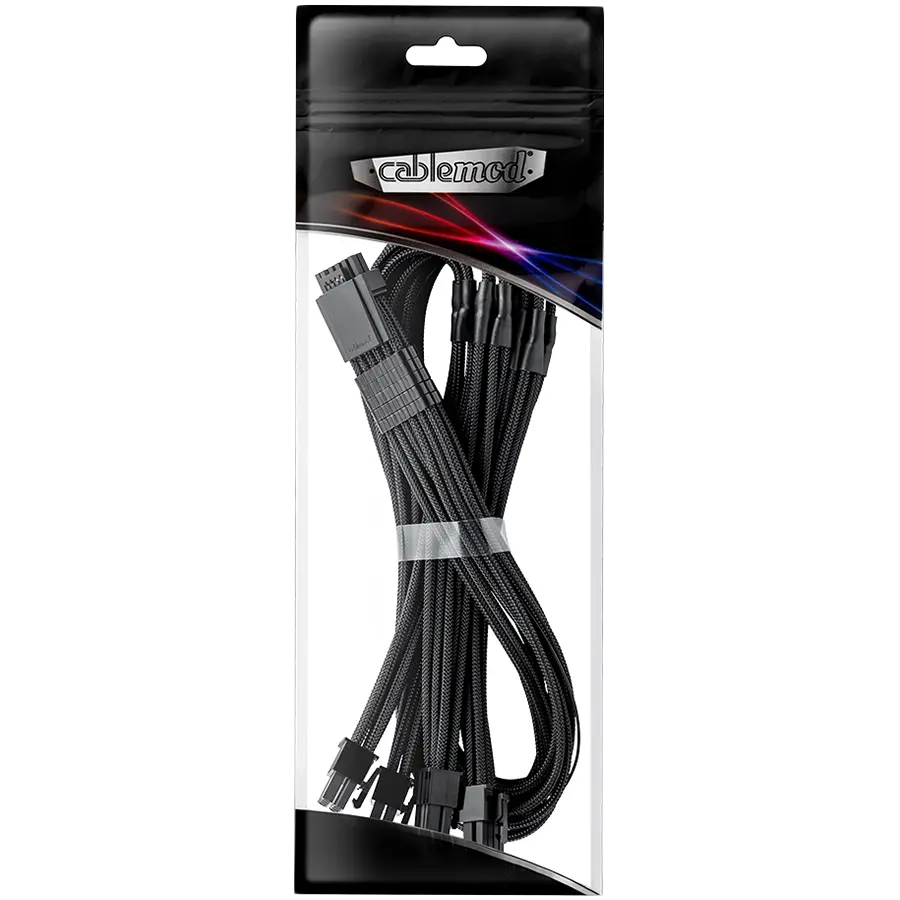 CableMod E-Series Pro ModMesh Sleeved 12VHPWR PCI-e Cable for Super Flower Leadex Platinum / Platinum SE / Titanium / V Gold Pro / V Platinum Pro, EVGA G7 / G6 / G5 / G3 / G2 / P2 / T2 (Black, Nvidia 4000 series, 16-pin to Quad 8-pin, 60cm)