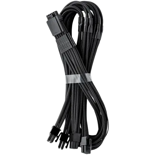 CableMod E-Series Pro ModMesh Sleeved 12VHPWR PCI-e Cable for Super Flower Leadex Platinum / Platinum SE / Titanium / V Gold Pro / V Platinum Pro, EVGA G7 / G6 / G5 / G3 / G2 / P2 / T2 (Black, Nvidia 4000 series, 16-pin to Quad 8-pin, 60cm) - image 1