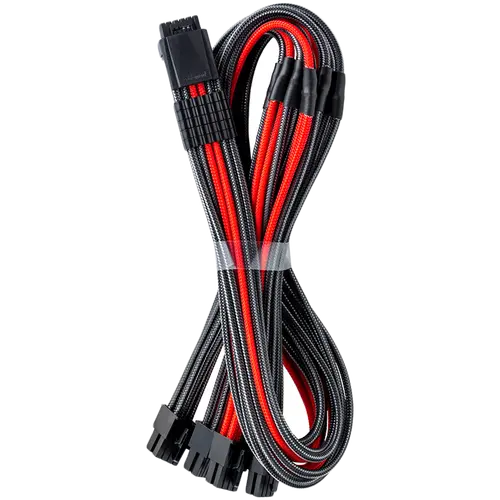 CableMod E-Series Pro ModMesh Sleeved 12VHPWR PCI-e Cable for Super Flower Leadex Platinum / Platinum SE / Titanium / V Gold Pro / V Platinum Pro, EVGA G7 / G6 / G5 / G3 / G2 / P2 / T2 (Carbon + Red, Nvidia 4000 series, 16-pin to Quad 8-pin, 60cm) - image 1