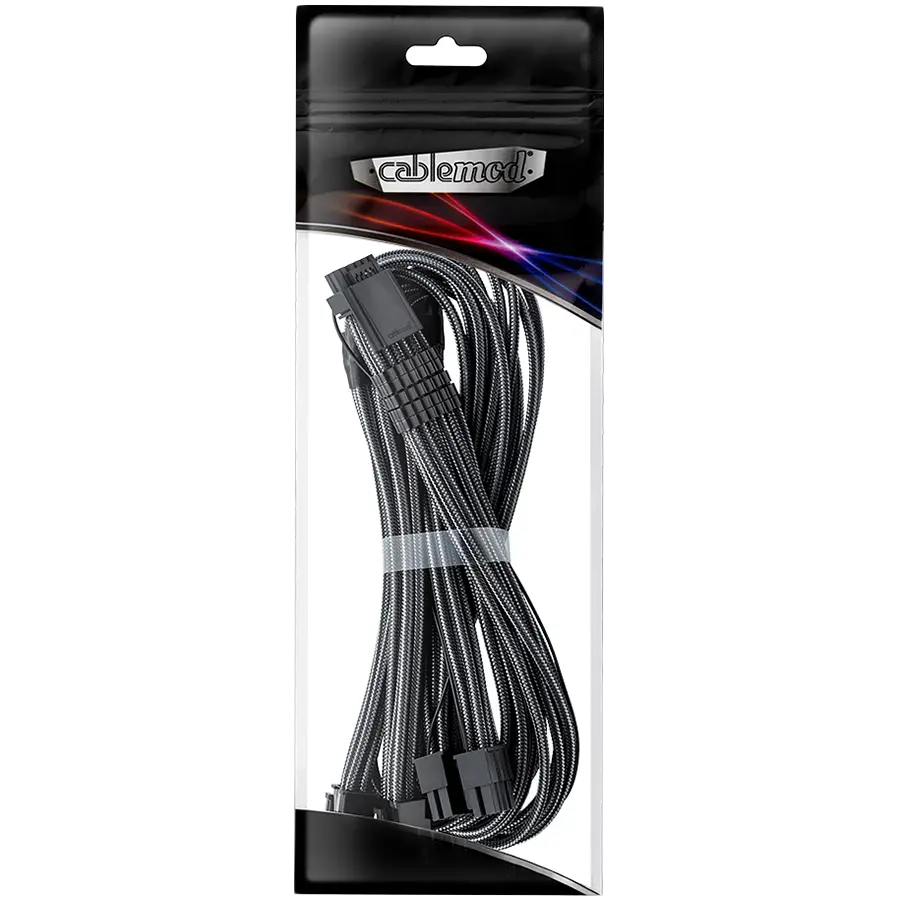 CableMod E-Series Pro ModMesh Sleeved 12VHPWR PCI-e Cable for Super Flower Leadex Platinum / Platinum SE / Titanium / V Gold Pro / V Platinum Pro, EVGA G7 / G6 / G5 / G3 / G2 / P2 / T2 (Carbon, Nvidia 4000 series, 16-pin to Quad 8-pin, 60cm)