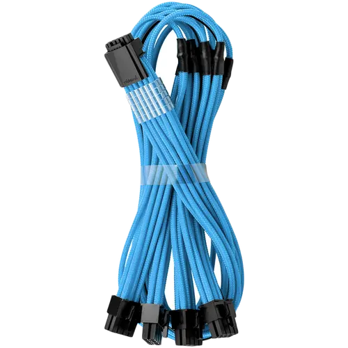 CableMod E-Series Pro ModMesh Sleeved 12VHPWR PCI-e Cable for Super Flower Leadex Platinum / Platinum SE / Titanium / V Gold Pro / V Platinum Pro, EVGA G7 / G6 / G5 / G3 / G2 / P2 / T2 (Light Blue, Nvidia 4000 series, 16-pin to Quad 8-pin, 60cm) - image 1