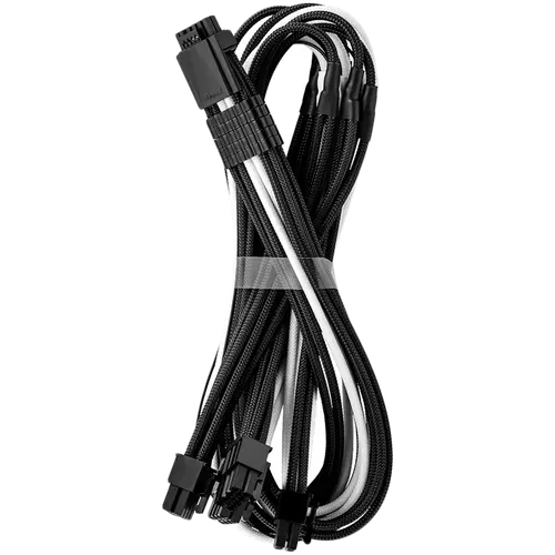 CableMod E-Series Pro ModMesh Sleeved 12VHPWR PCI-e Cable for Super Flower Leadex Platinum / Platinum SE / Titanium / V Gold Pro / V Platinum Pro, EVGA G7 / G6 / G5 / G3 / G2 / P2 / T2 (Black + White, Nvidia 4000 series, 16-pin to Quad 8-pin, 60cm) - image 1