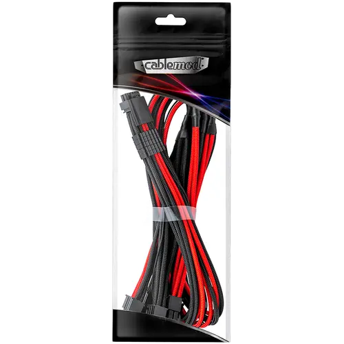 CableMod E-Series Pro ModMesh Sleeved 12VHPWR PCI-e Cable for Super Flower Leadex Platinum / Platinum SE / Titanium / V Gold Pro / V Platinum Pro, EVGA G7 / G6 / G5 / G3 / G2 / P2 / T2 (Black + Red, Nvidia 4000 series, 16-pin to Quad 8-pin, 60cm)