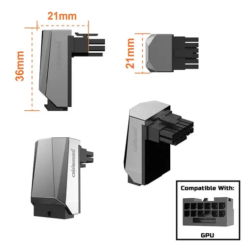 CableMod 12VHPWR 90 Degree Angled Adapter - Variant A Orange - image 3