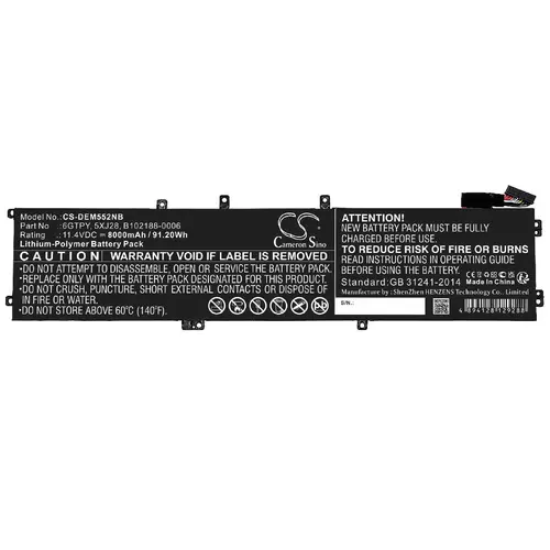 Baterie pentru laptop DELL XPS 15 9560 Precision 5520 CS-DEM552NB 11,4V 8000mAh CAMERON SINO - 1