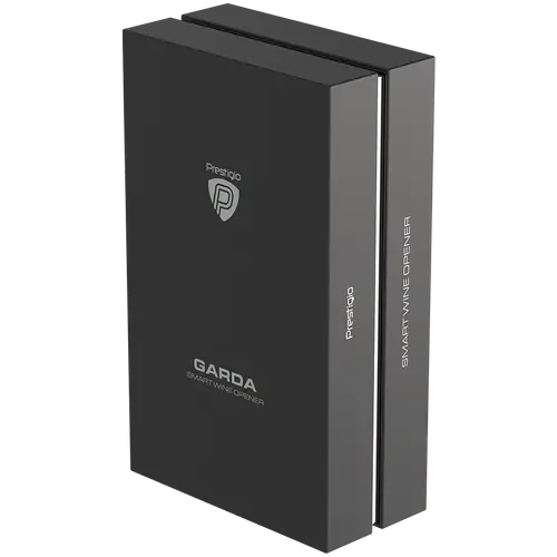 Prestigio Garda, έξυπνο ανοιχτήρι κρασιού, απλή λειτουργία με 2 κουμπιά, αεριστήρας, βακουμ πώμα συντήρησης, κόφτης αλουμινόχαρτου, ανοίγει έως και - 12
