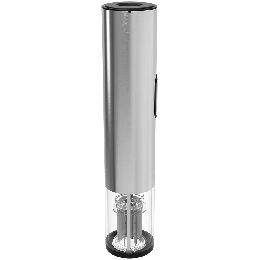 Prestigio Garda, smart wine opener, simple operation with 2 buttons, aerator, vacuum stopper preserver, foil cutter, opens up to 50 bottles wihout recharging, premium design, 500mAh battery, Dimensions D 17mm* H 290mm* W100 mm, silver color. - image 5