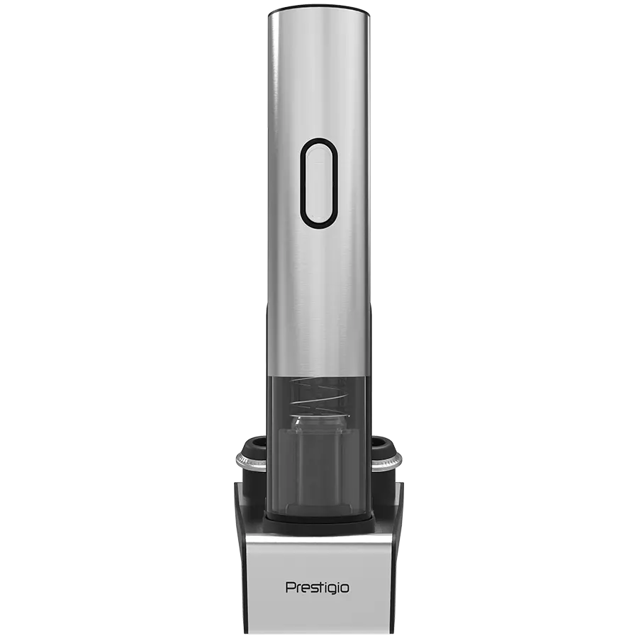 Prestigio Garda, smart wine opener, simple operation with 2 buttons, aerator, vacuum stopper preserver, foil cutter, opens up to 50 bottles wihout recharging, premium design, 500mAh battery, Dimensions D 17mm* H 290mm* W100 mm, silver color. - image 6