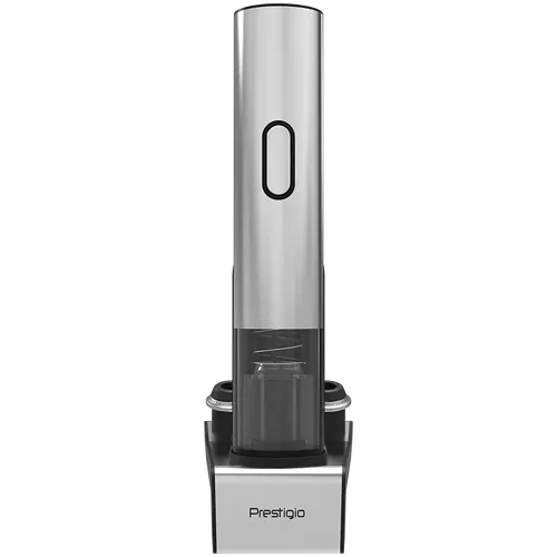 Prestigio Garda, smart wine opener, simple operation with 2 buttons, aerator, vacuum stopper preserver, foil cutter, opens up to 50 bottles wihout recharging, premium design, 500mAh battery, Dimensions D 17mm* H 290mm* W100 mm, silver color. - image 6