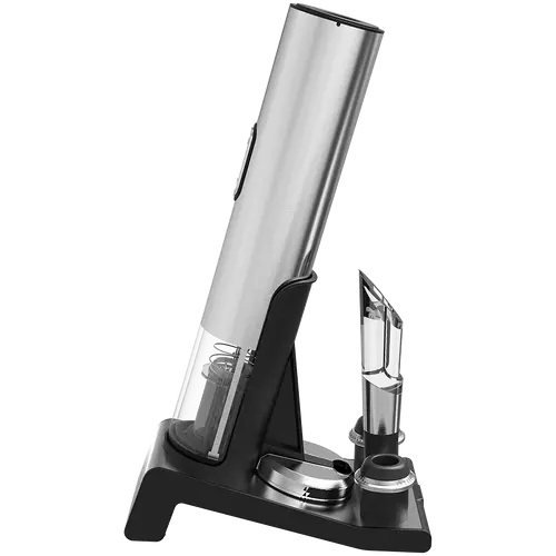 Prestigio Garda, smart wine opener, simple operation with 2 buttons, aerator, vacuum stopper preserver, foil cutter, opens up to 50 bottles wihout recharging, premium design, 500mAh battery, Dimensions D 17mm* H 290mm* W100 mm, silver color. - image 7