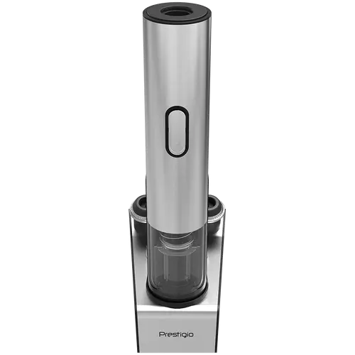 Prestigio Garda, smart wine opener, simple operation with 2 buttons, aerator, vacuum stopper preserver, foil cutter, opens up to 50 bottles wihout recharging, premium design, 500mAh battery, Dimensions D 17mm* H 290mm* W100 mm, silver color. - image 9