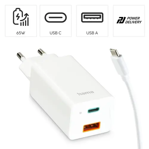 Универсално зарядно за лаптоп Hama USB-C, GaN, Power Del. (PD), 5-20V/65W - image 7