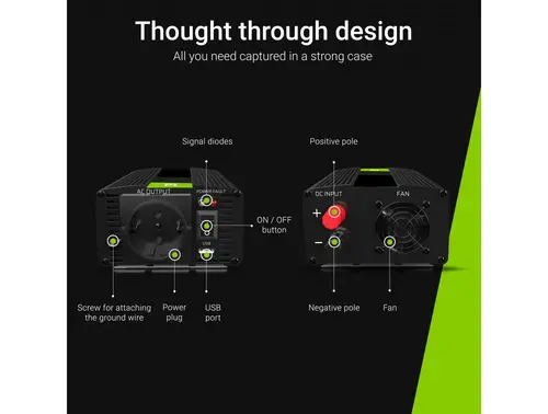 Invertor GREEN CELL, 12V, 300W/600W, Modified Sine Wave - 4