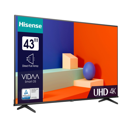 Телевизор, Hisense 43" A6K, 4K Ultra HD 3840x2160, DLED, DFA, Precision Colour, HDR 10+, HLG, Dolby Vision, DTS Virtual X, Smart TV, WiFi, BT, AnyView Cast, Gaming Mode, 1xHDMI2 eArc, 2xHDMI, 2xUSB, LAN, CI+, DVB-T2/C/S2, Black - image 1