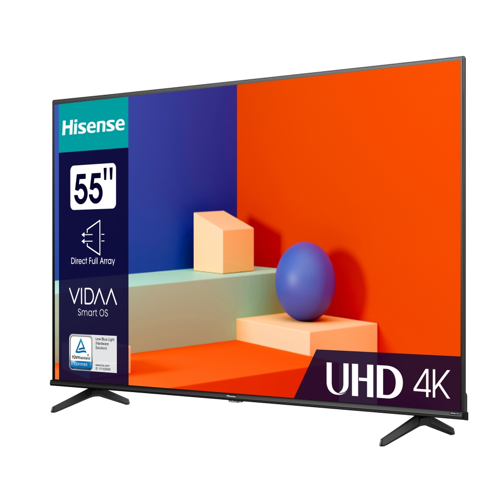 Телевизор, Hisense 55" A6K, 4K Ultra HD 3840x2160, DLED, DFA, Precision Colour, HDR 10+, HLG, Dolby Vision, DTS Virtual X, Smart TV, WiFi, BT, AnyView Cast, Gaming Mode, 1xHDMI2 eArc, 2xHDMI, 2xUSB, LAN, CI+, DVB-T2/C/S2, Black - image 1