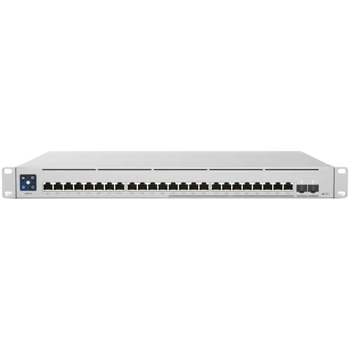 UBIQUITI Enterprise 24 PoE; (12) 2.5 GbE, (12) GbE; all PoE+ ports; (2) 10G SFP+ ports; 400W total PoE availability; DC power backup-ready; Layer 3 switching.