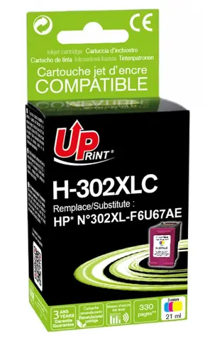 Κασέτα μελανιού, UPRINT, Έγχρωμη – συμβατή με HP F6U67AE N°302XL - 1