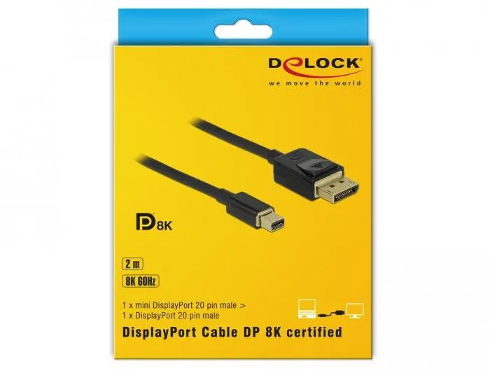 Кабел Delock Mini DisplayPort мъжко - DisplayPort мъжко, 2.0м, 8K 60 Hz, Черен - image 3