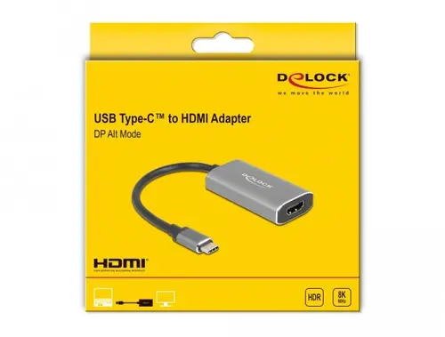 Адаптер Delock, USB-C мъжко - HDMI женско, Ultra HD, 8K, Сив - image 2