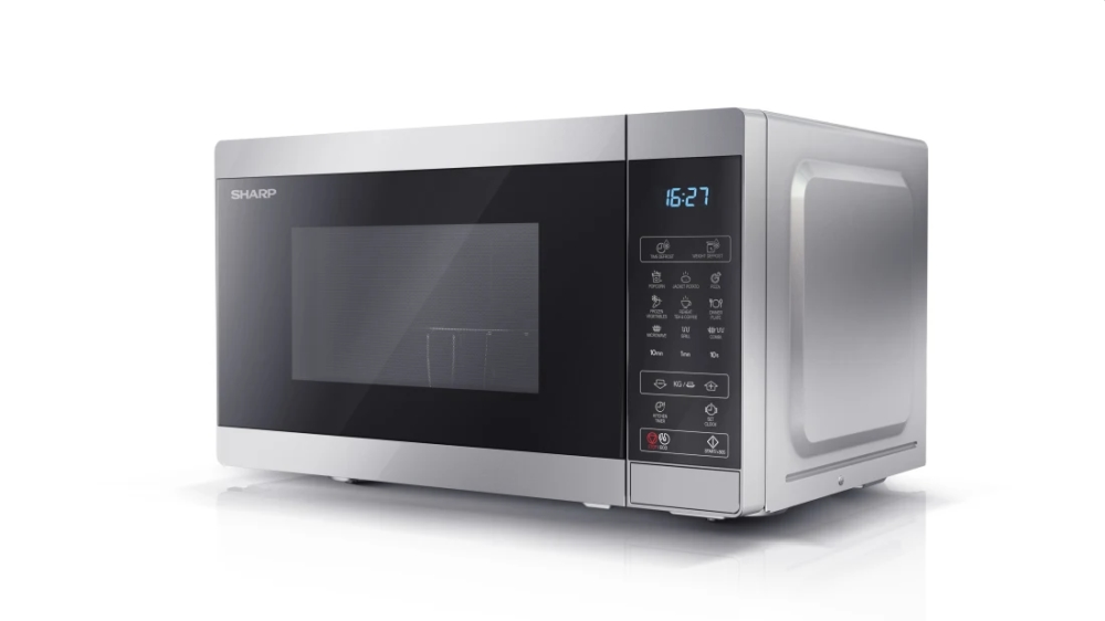 Микровълнова печка, Sharp YC-MG02E-S, Fully Digital, Built-in microwave grill, Grill Power: 1000W, Cavity Material -steel, 20l, 800 W, LED Display Blue, Timer & Clock function, Child lock, Silver/Black door, Defrost, Cabinet Colour: Silver - image 2