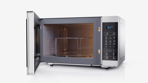 Микровълнова печка, Sharp YC-MG51E-S, Fully Digital, Built-in microwave grill, Grill Power: 1000W, Cavity Material -steel, 25l, 900 W, LED Display Blue, Timer & Clock function, Child lock, Silver/Black door, Defrost, Cabinet Colour: Silver - image 3