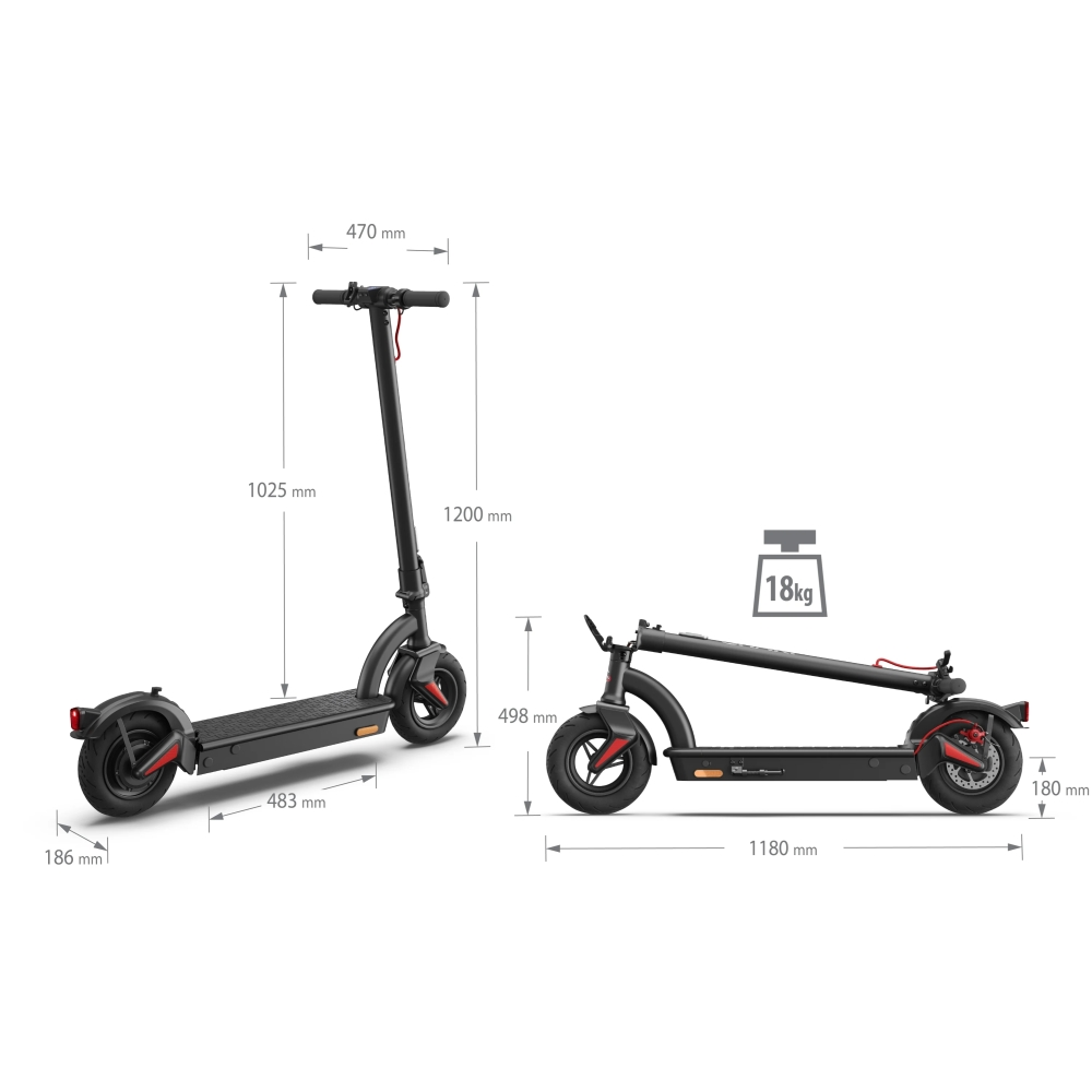 Електрически скутер, Sharp Electric Scooter, Range per charge: 40 km, LED Display, USB Charging Port, Bluetooth, IPX4 certification, Wheel size: 10", Dual brake systems, Mechanical bell, Max load: 120 kg, Black - image 7