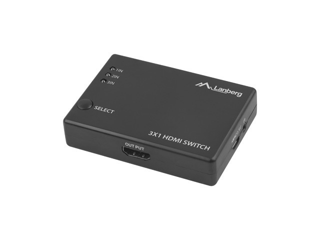 Адаптер, Lanberg Video Switch 3x HDMI + Micro USB port + Remote Controller, black - image 4