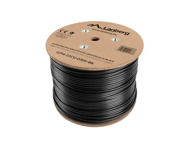 Καλώδιο, Lanberg LAN FTP Cat.6 305m Outdoor Solid CU Fluke Passed, μαύρο