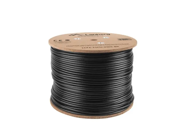 Кабел, Lanberg LAN cable FTP Cat.6 305m Outdoor Solid CU Fluke Passed, black - image 1