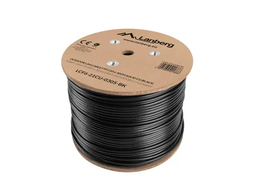 Cablu, Lanberg LAN FTP Cat.6 305m Outdoor Solid CU Fluke Passed, negru