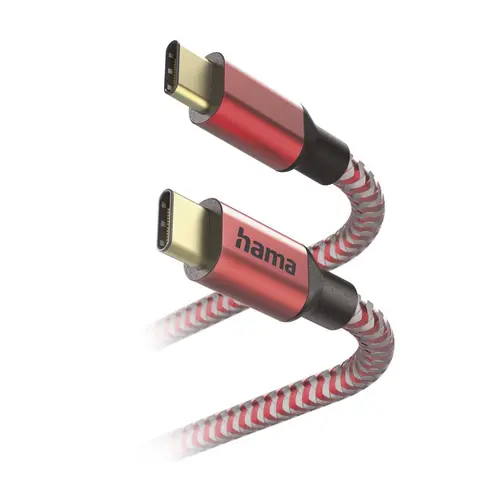 Кабел HAMA Reflective, USB-C мъжко - USB-C мъжко, 1.5 м., Червен - image 1