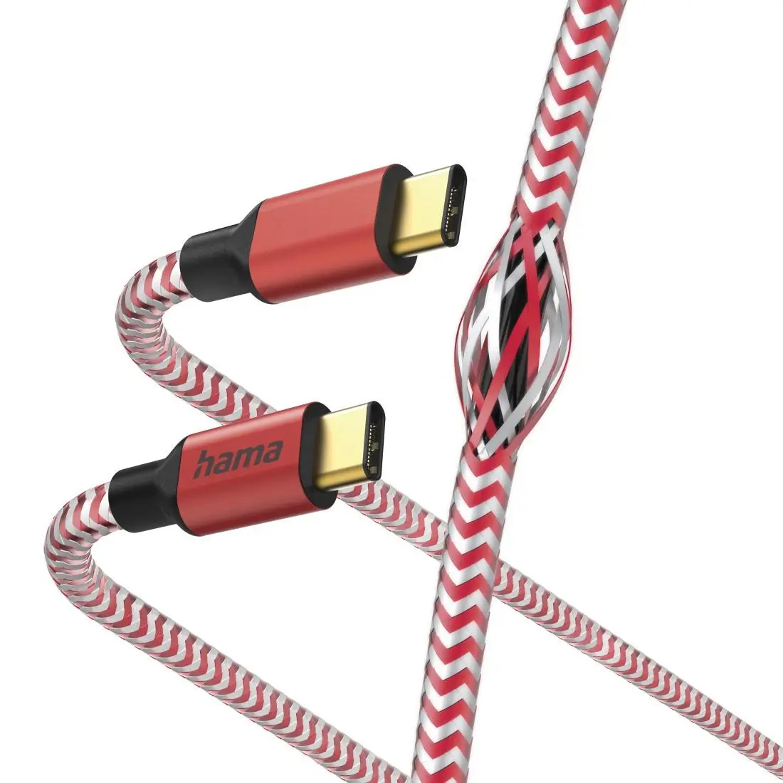 Кабел HAMA Reflective, USB-C мъжко - USB-C мъжко, 1.5 м., Червен - image 2