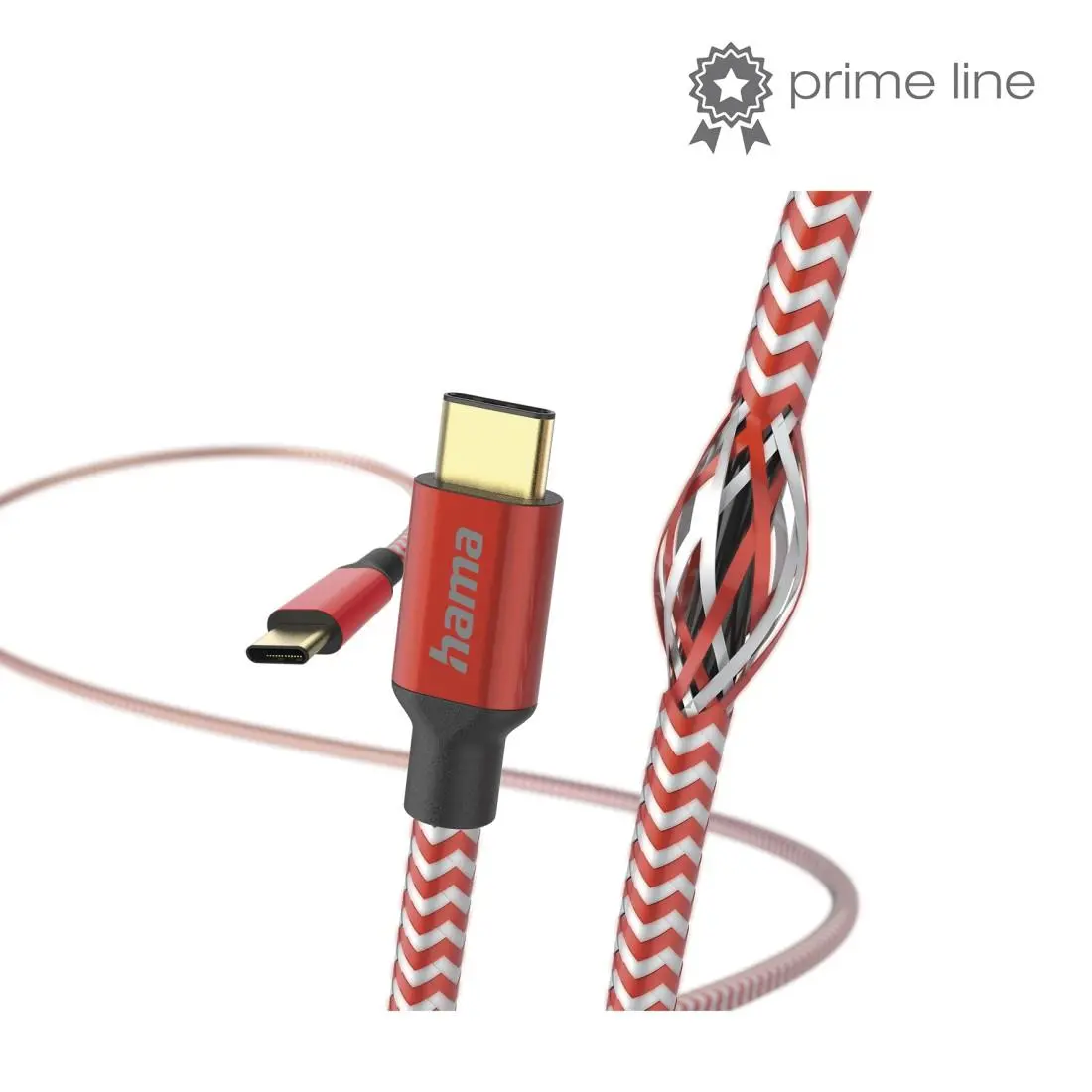 Кабел HAMA Reflective, USB-C мъжко - USB-C мъжко, 1.5 м., Червен - image 3