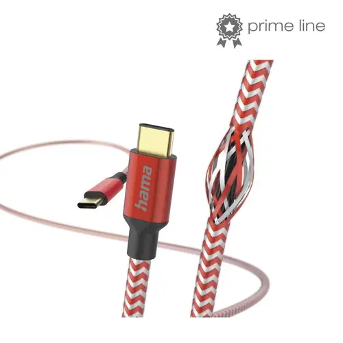 Кабел HAMA Reflective, USB-C мъжко - USB-C мъжко, 1.5 м., Червен - image 3