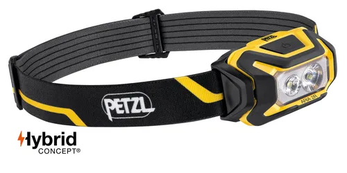 Челник PETZL ARIA 2R, 600 Лумена, Акумулаторна Батерия, Черно/Жълто