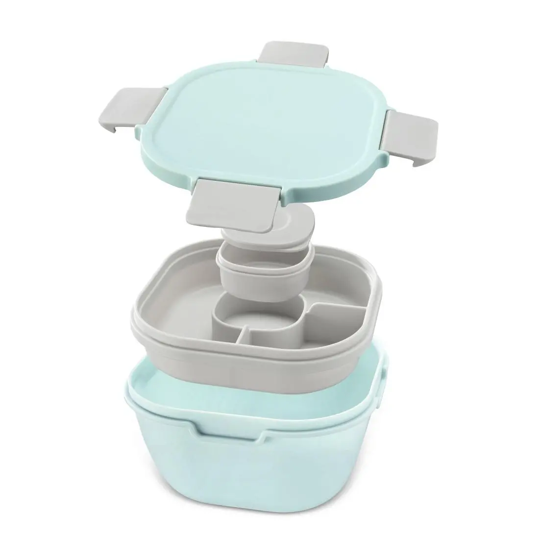 Cutie pentru mâncare Xavax To Go, 3 compartimente, tacâmuri, dressing, albastru pastel - image 11