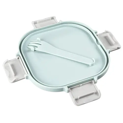 Cutie pentru mâncare Xavax To Go, 3 compartimente, tacâmuri, dressing, albastru pastel - 13