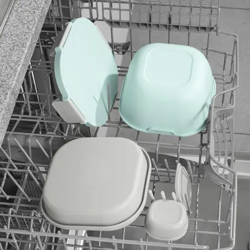 Кутия за храна Xavax To Go, 3 отделения, прибори,дресинг, пастелно синьо - image 2