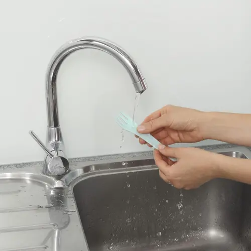 Кутия за храна Xavax To Go, 3 отделения, прибори,дресинг, пастелно синьо - image 3